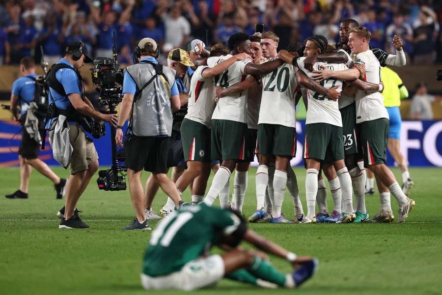 Chelsea célébrant son passage en 1/2 finale devant Palmeiras.
