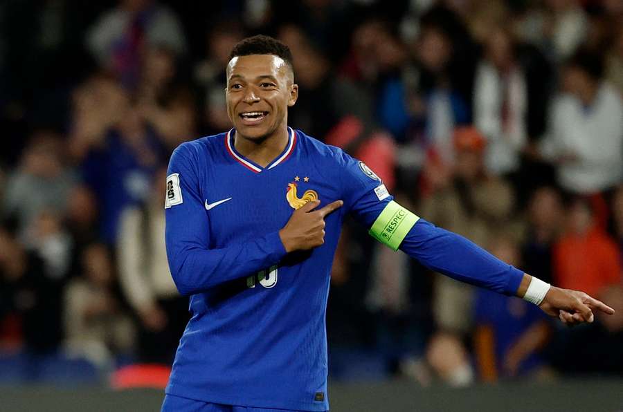 Kylian Mbappe in action for France