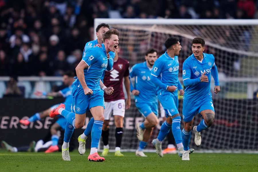 Napoli's Scott McTominay celebrates after scoring
