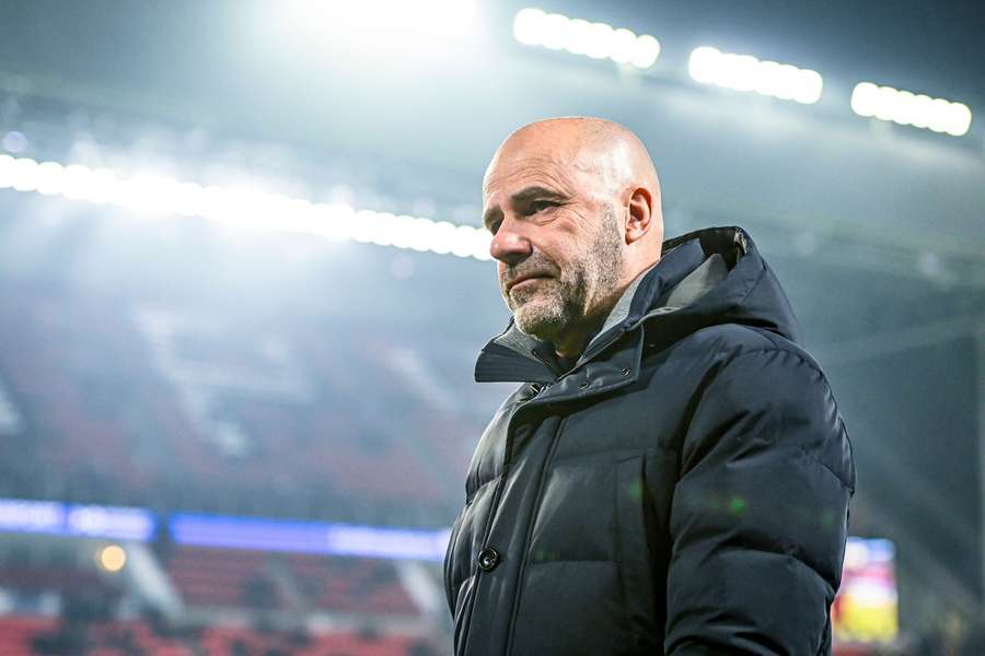 PSV manager Peter Bosz looks disappointed after his side drew 2-2 with AZ