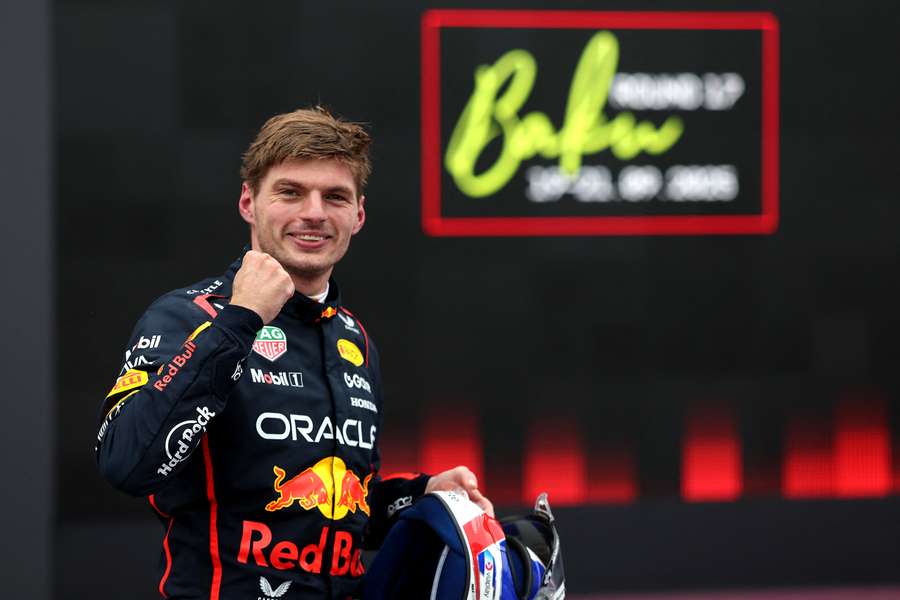 Race winner Max Verstappen of the Netherlands and Oracle Red Bull Racing celebrates 