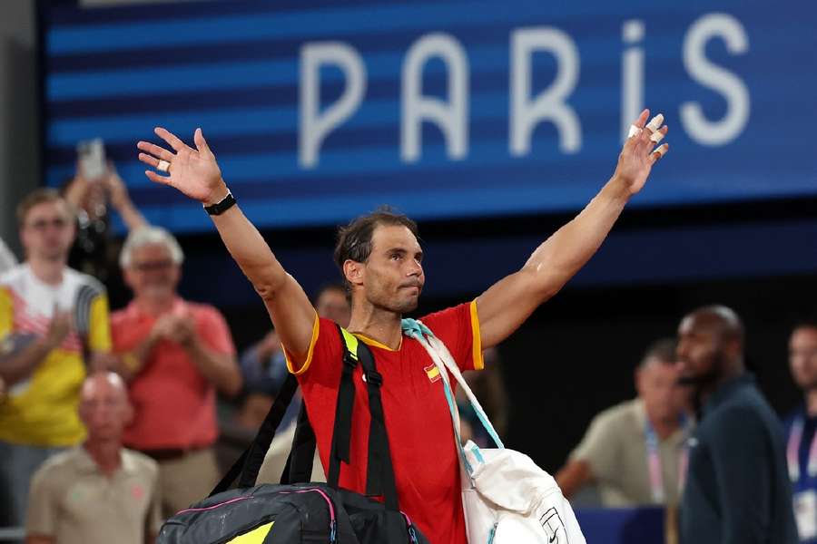 Nadal waving goodbye after what ended up being his last appearance at Roland Garros