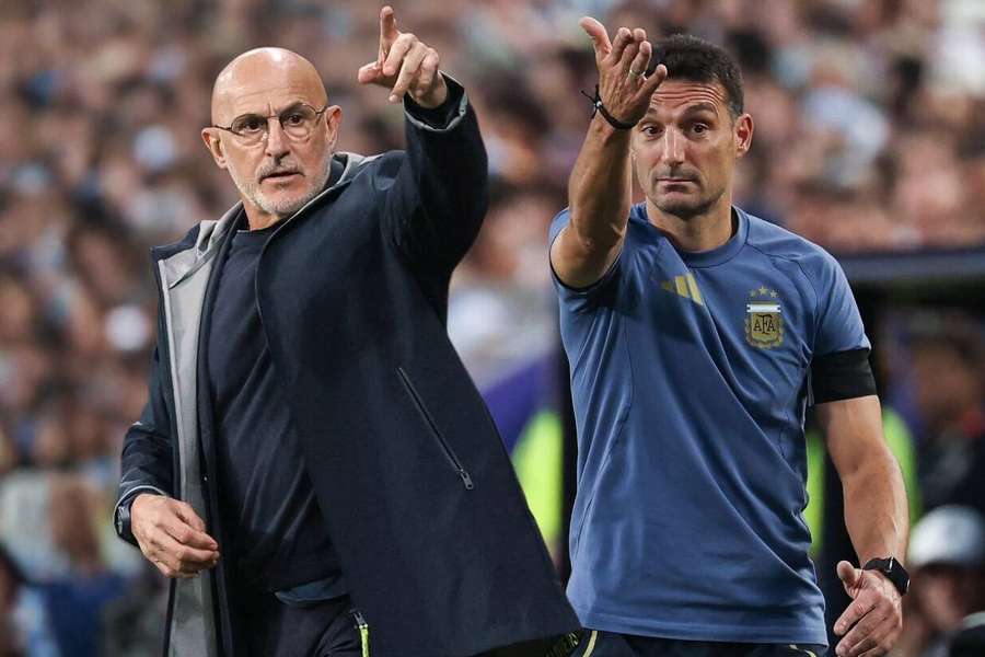 El español Luis de la Fuente (izquierda) y el argentino Lionel Scaloni. ¿Quién de los dos ideará el mejor plan para la final? El español Luis de la Fuente (izquierda) y el argentino Lionel Scaloni. ¿Quién de los dos ideará el mejor plan para la final?