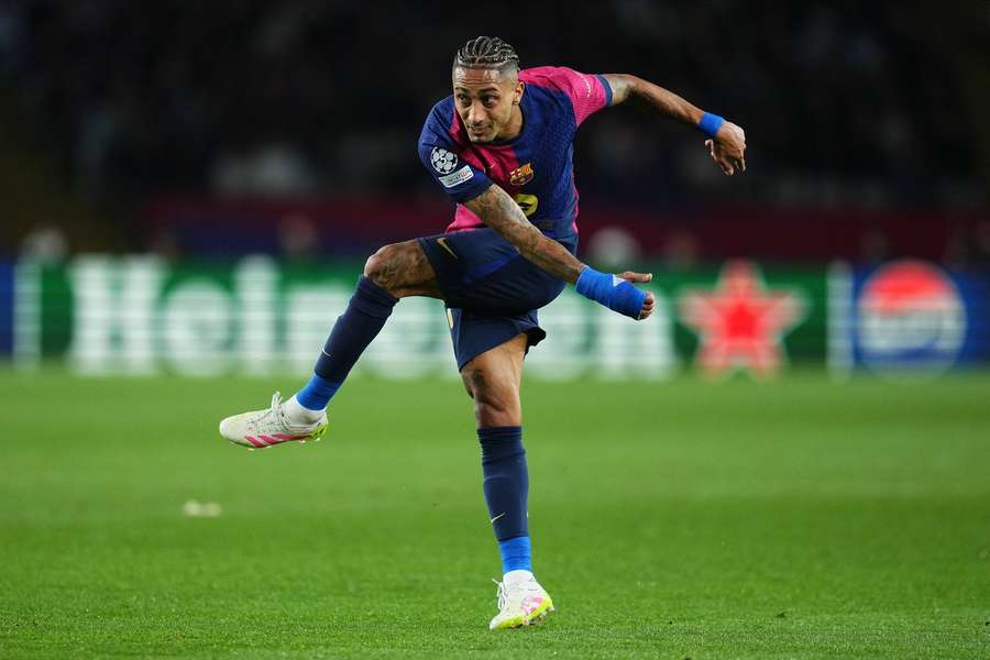 Raphinha Barcelona during the IEFA Champions League semifinals against Internazionale