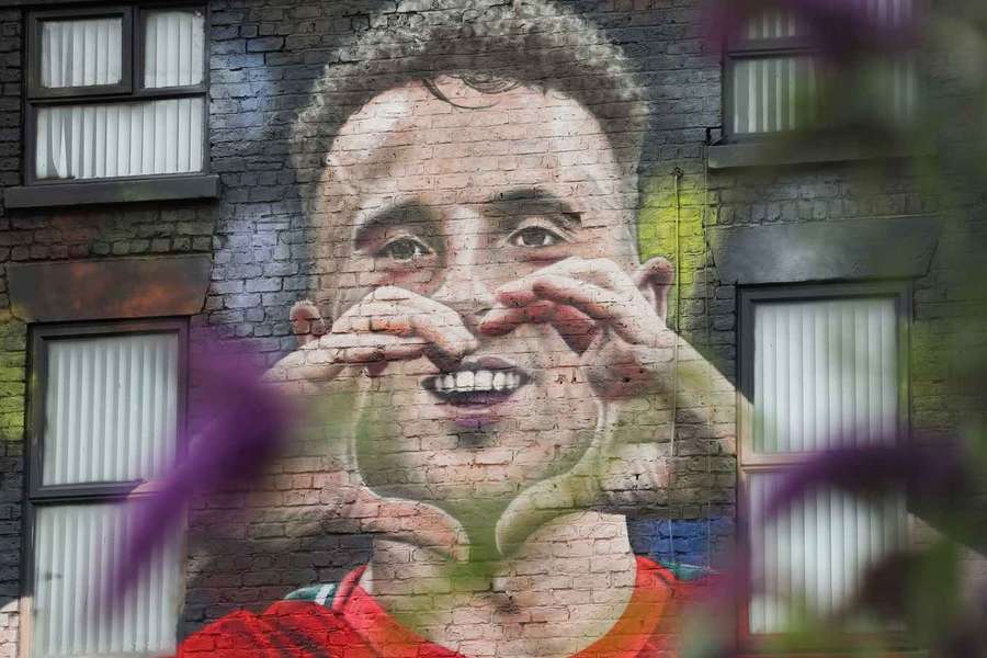 La fresque commémorative de Diogo Jota à Liverpool.