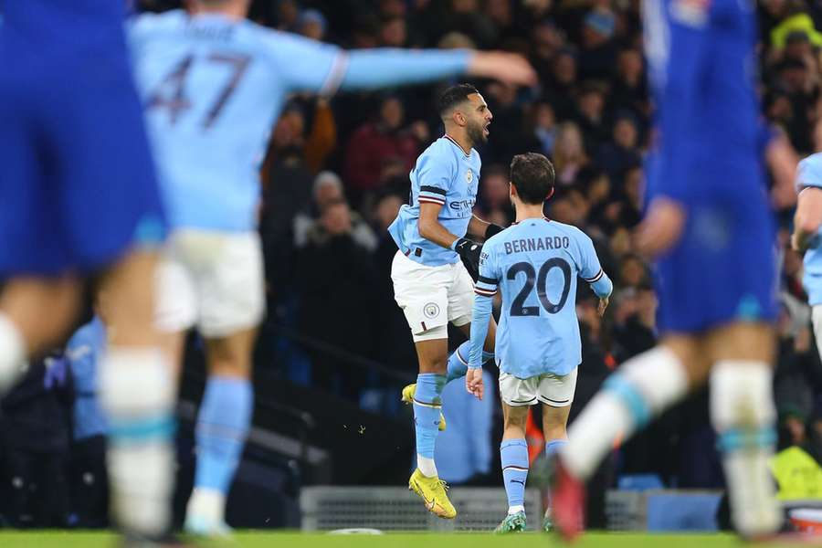 Mahrez celebrates his first goal