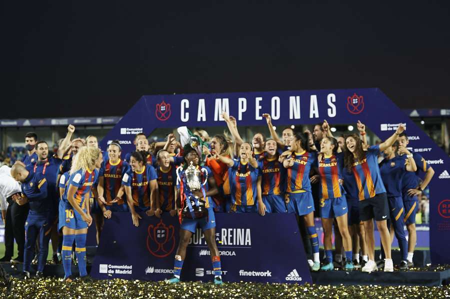El Barça Femení, tras ganar la final de 2021 de la Copa de la Reina ante el Levante