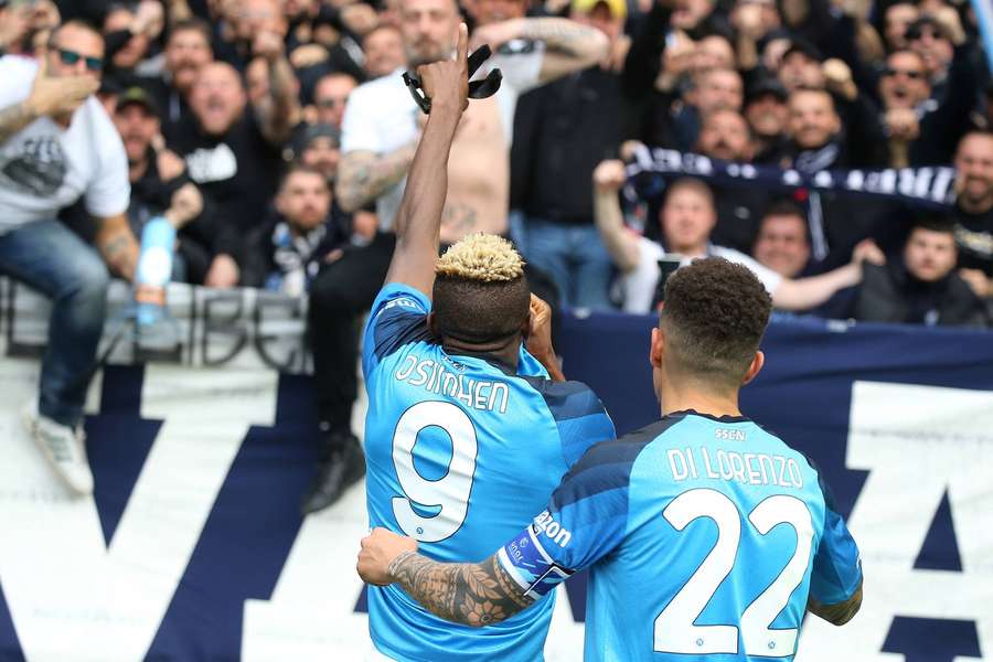 Osimhen celebrating with the travelling fans against Torino