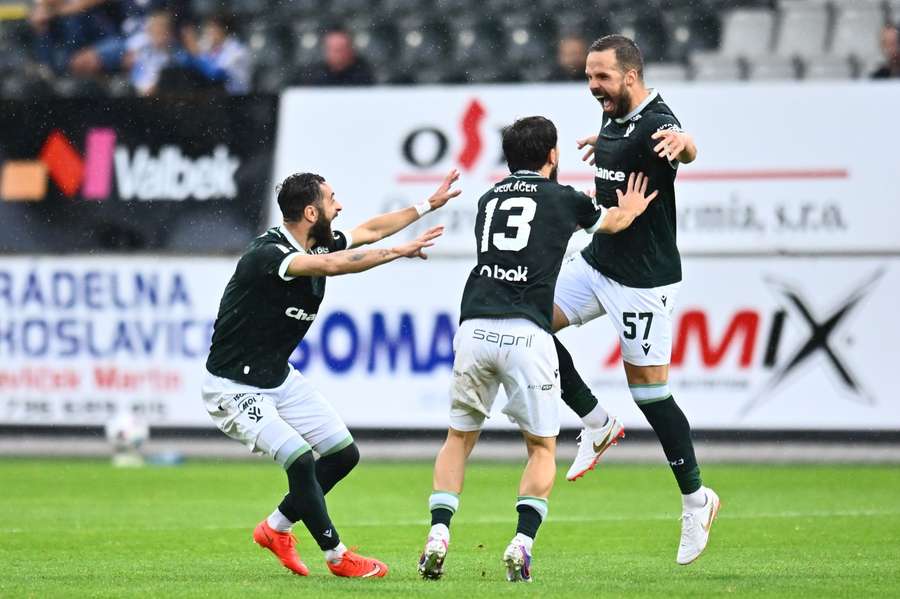 Filip Novák (vpravo) poslal Jablonec proti Baníku do vedení 1:0. Filip Novák (vpravo) poslal Jablonec proti Baníku do vedení 1:0.