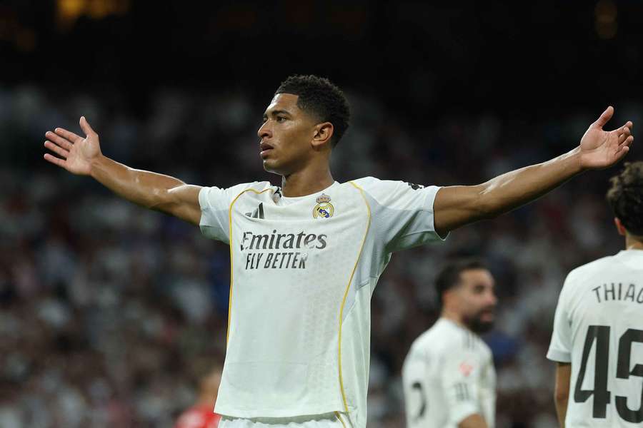 Jude Bellingham (Real Madrid) célèbre son deuxième but Jude Bellingham (Real Madrid) célèbre son deuxième but
