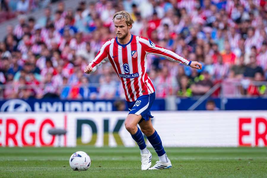 Morten Hjulmand in action for new club Atletico Madrid Morten Hjulmand in action for new club Atletico Madrid