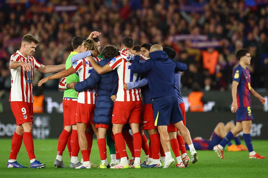 Atletico players celebrate Atletico players celebrate