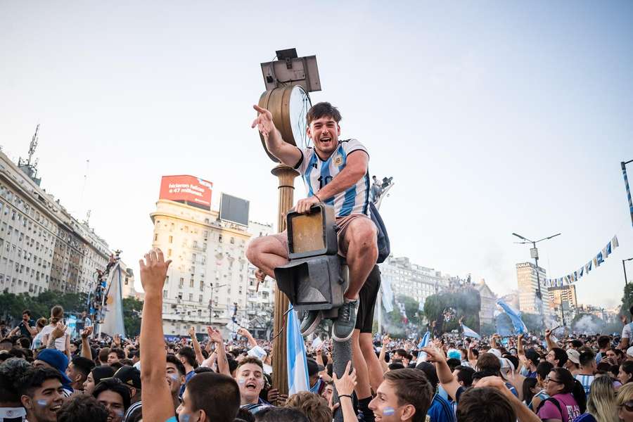 Fans of the Argentine national team in the heart of Buenos Aires