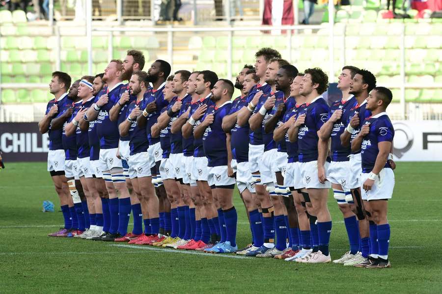 Namibia line up before a summer game against Chile