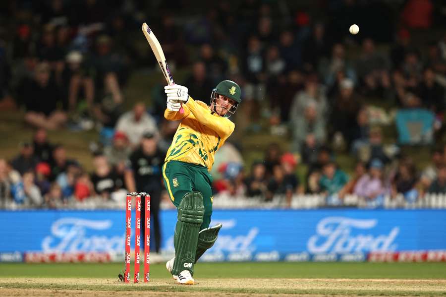 Jordan Hermann bats for South Africa in a T20I against New Zealand in March