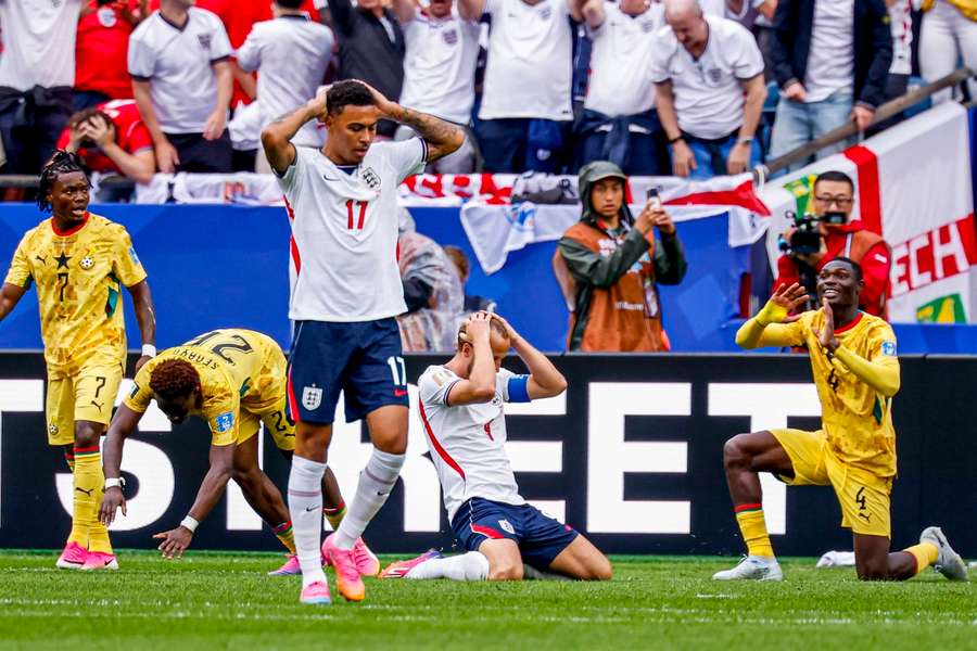 England's Harry Kane misses a huge chance against Ghana England's Harry Kane misses a huge chance against Ghana