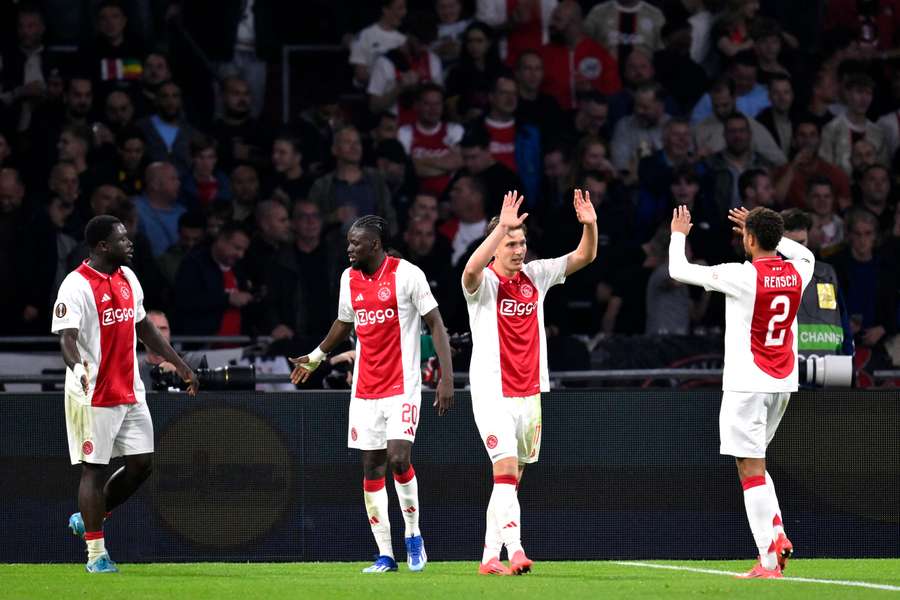 Festeggiamenti dei giocatori dell'Ajax