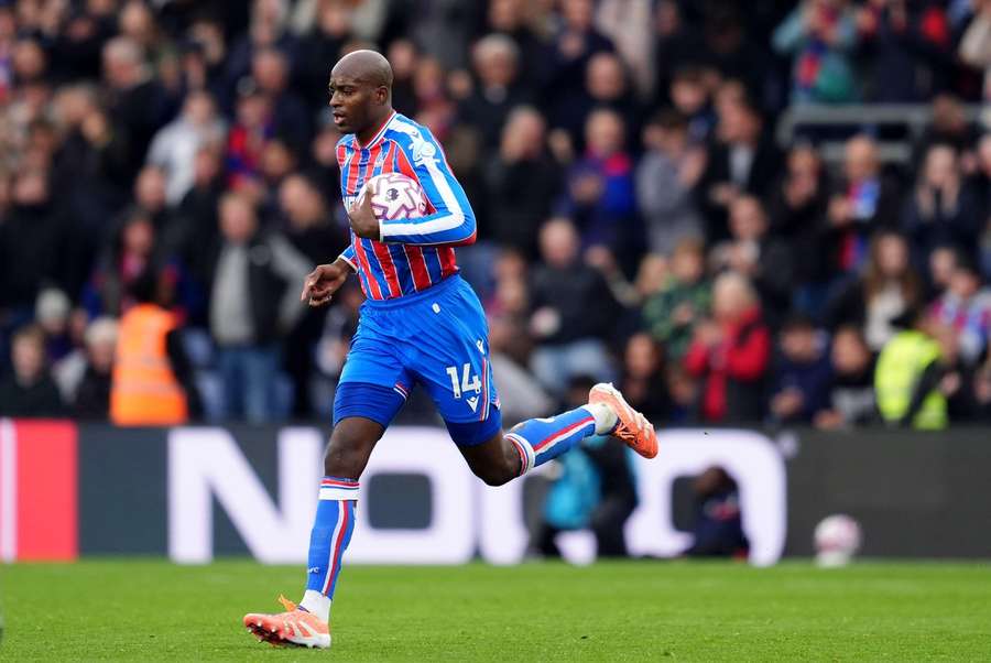 Crystal Palace's Jean-Philippe Mateta celebrates scoring his side's second goal 