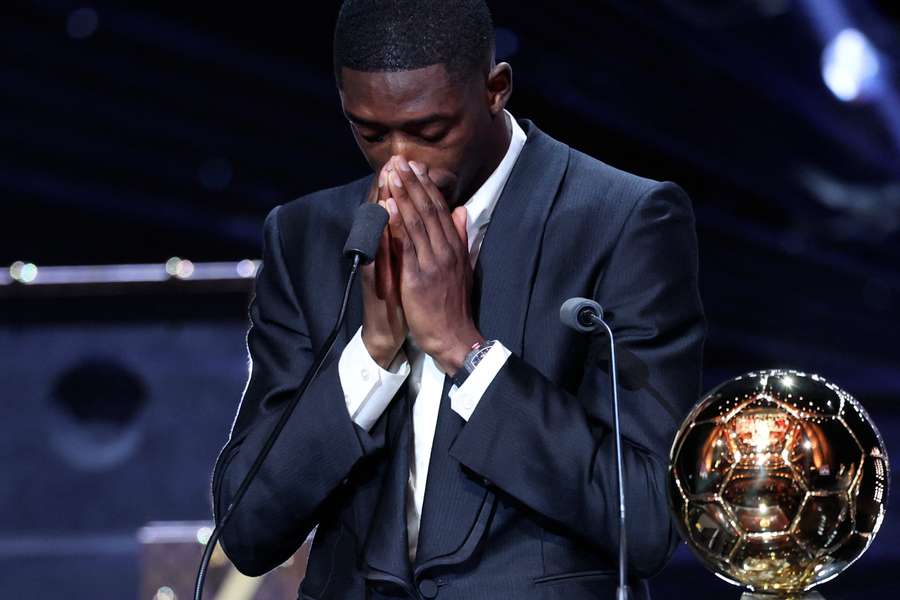 Dembele was emotional after being awarded the Ballon d'Or trophy