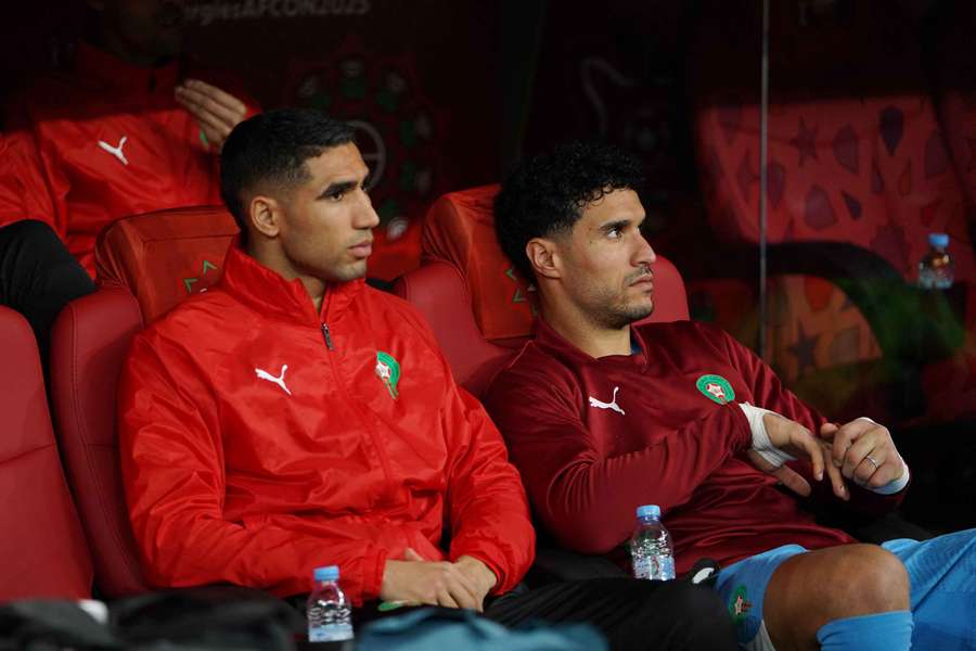 Morocco's Achraf Hakimi on the bench during AFCON