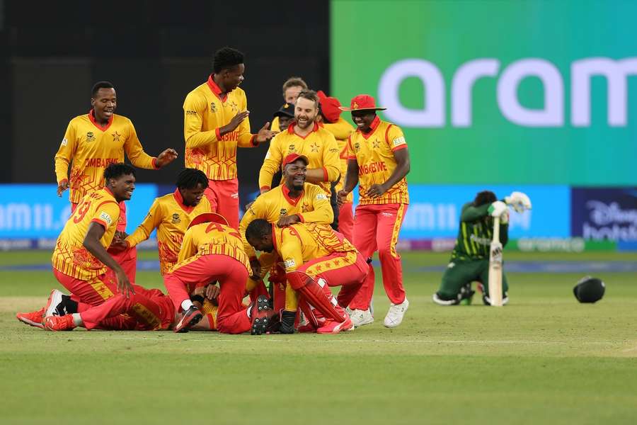 Zimbabwe celebrating a thrilling win against Pakistan