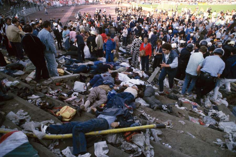 Immagini dello stadio Heysel (Bruxelles) durante Juventus-Liverpool del 29 maggio 1985