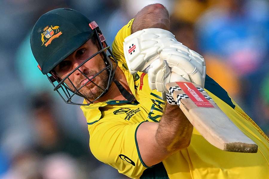 Mitchell Marsh plays a shot during the 2023 ICC Men's Cricket World Cup one-day international (ODI) match between Australia and Bangladesh
