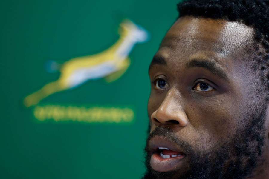 South Africa's Siya Kolisi during the press conference
