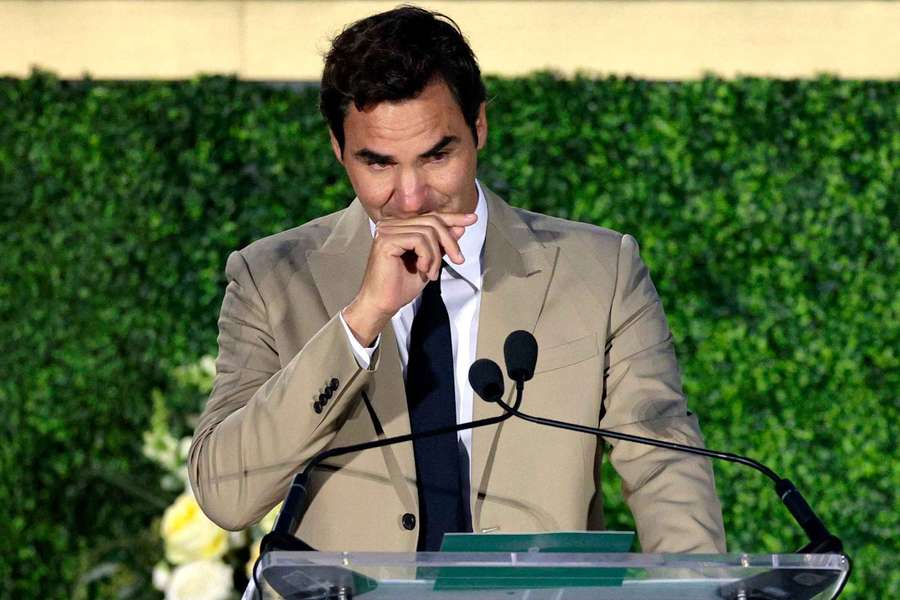 Roger Federer lors de la cérémonie. Roger Federer lors de la cérémonie.