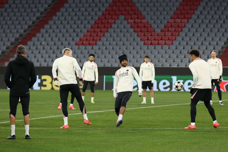 Les Parisiens à l'entraînement ce lundi à l'Allianz Arena.