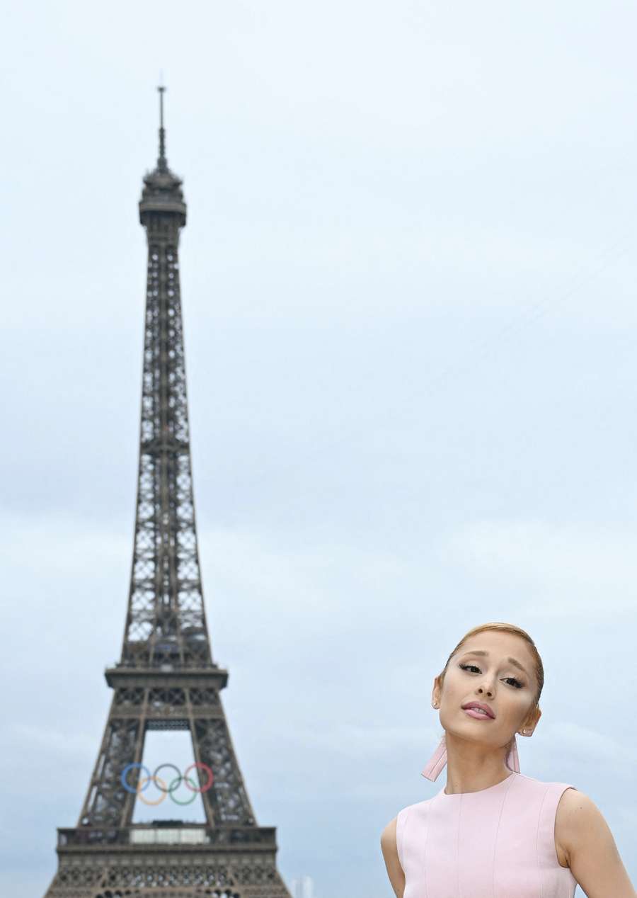 US singer Ariana Grande arrives ahead of the opening ceremony of the Paris 2024 Olympic Games