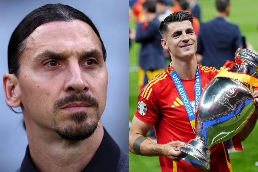 Zlatan Ibrahimovic, fost jucător și actualmente consiler la AC Milan, și Alvaro Morata, noul atacant al Rossonerilor