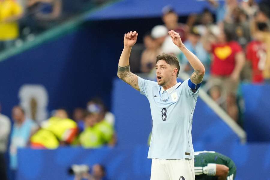 Federico Valverde (Uruguay) célèbre un but lors du match de Coupe du monde 2026 entre l'Arabie saoudite et l'Uruguay, le 15 juin 2026 à Miami Gardens. Federico Valverde (Uruguay) célèbre un but lors du match de Coupe du monde 2026 entre l'Arabie saoudite et l'Uruguay, le 15 juin 2026 à Miami Gardens.