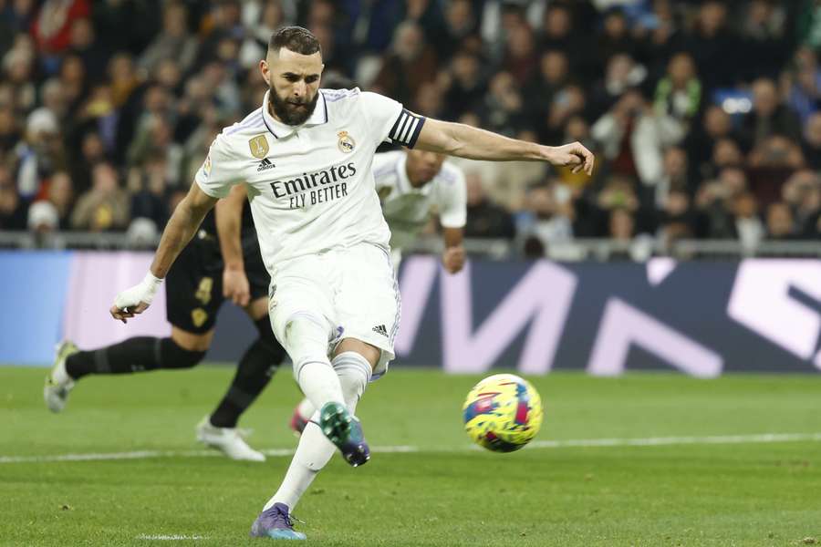 Karim Benzema maakte in de heenwedstrijd tegen Liverpool twee doelpunten