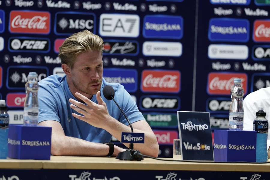 De Bruyne speaks during the press conference De Bruyne speaks during the press conference