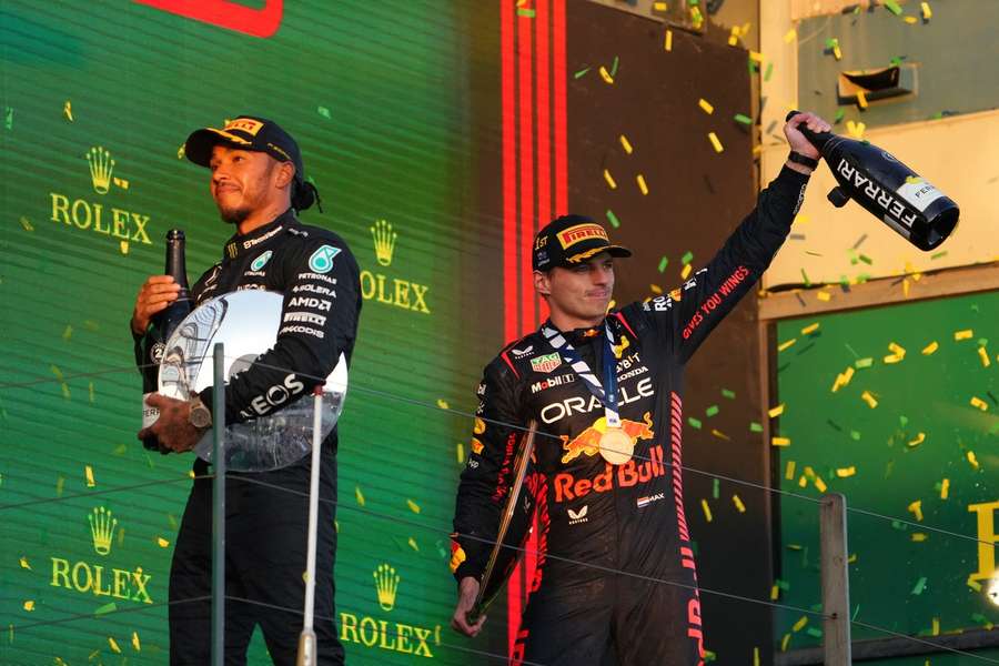 Verstappen and Hamilton on the podium