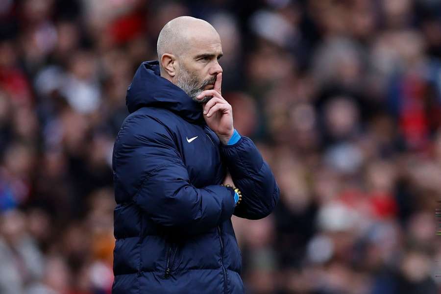 Enzo Maresca looks on during the English Premier League football match between Arsenal and Chelsea