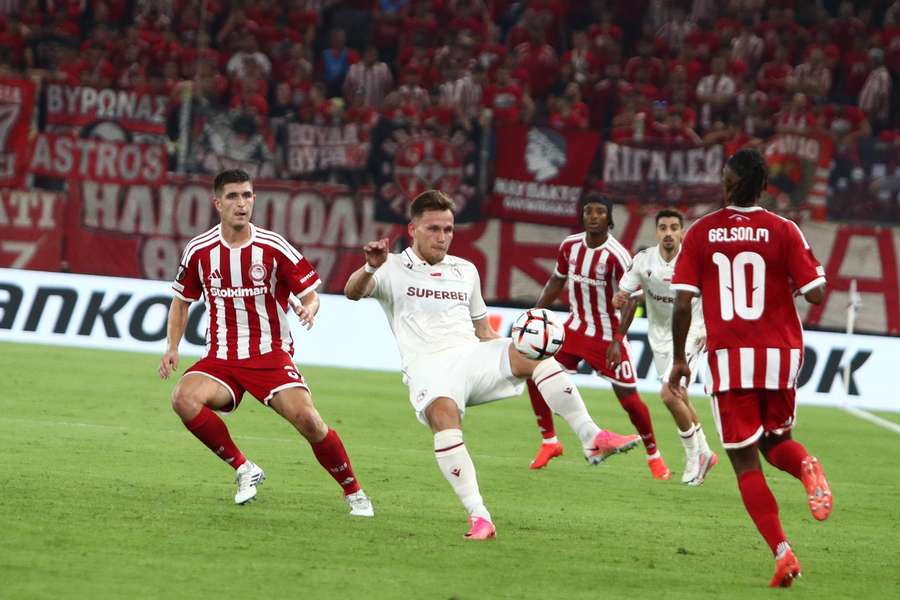 Ujęcie z meczu Olympiakos – Jagiellonia