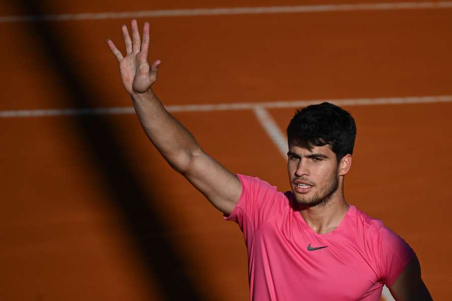 Carlos Alcaraz celebrates after winning the final of ATP 250 Argentina Open in Buenos Aires