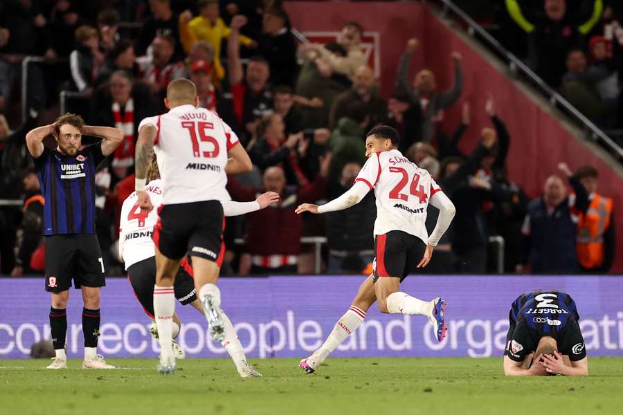 Southampton's Shea Charles celebrates his match-winner
