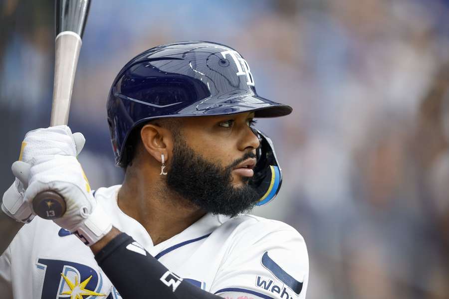Rays' Junior Caminero during an at-bat (2026) Rays' Junior Caminero during an at-bat (2026)