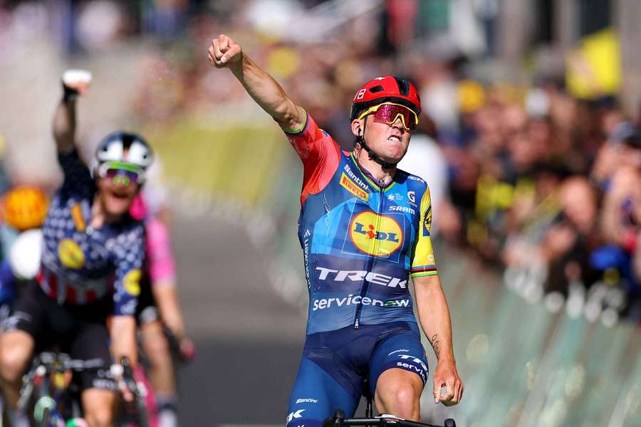 Pedersen feiert seinen insgesamt dritten Tagessieg bei der Tour de France Pedersen feiert seinen insgesamt dritten Tagessieg bei der Tour de France