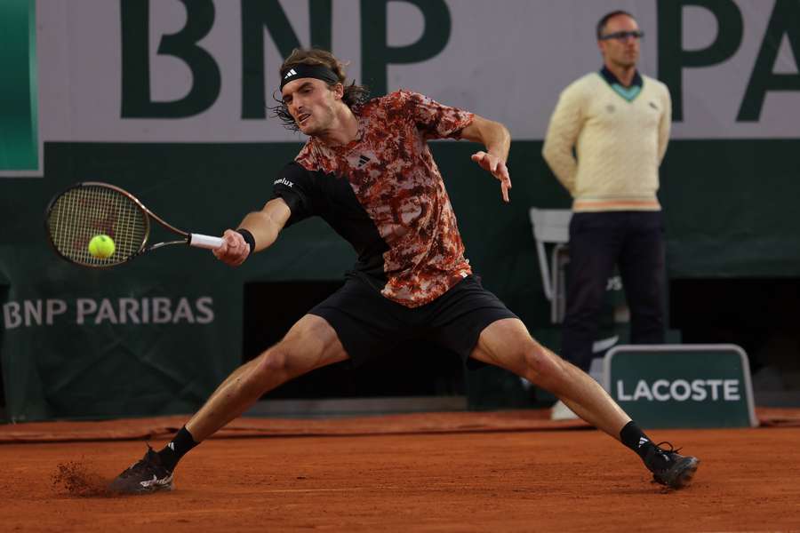 Greece's Stefanos Tsitsipas plays a forehand return to Argentina's Diego Schwartzman