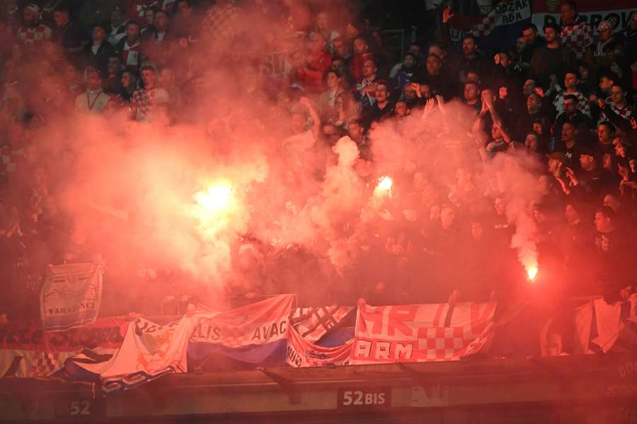 La tribune des supporters croates ce dimanche.
