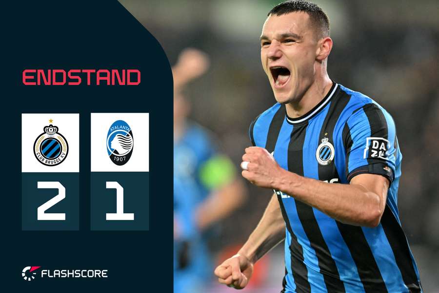 Ferran Jutgla bejubelt seinen Führungstreffer gegen Atalanta Bergamo.