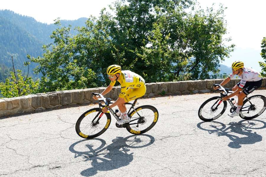 Pogacar in action during stage 20 of the Tour