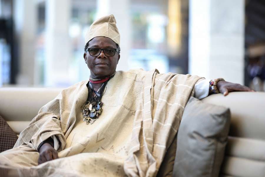 Romuald Hazoumé à Kigali ce jeudi.