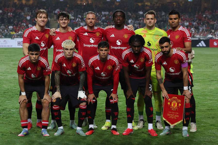 Manchester United's squad during a post-season friendly