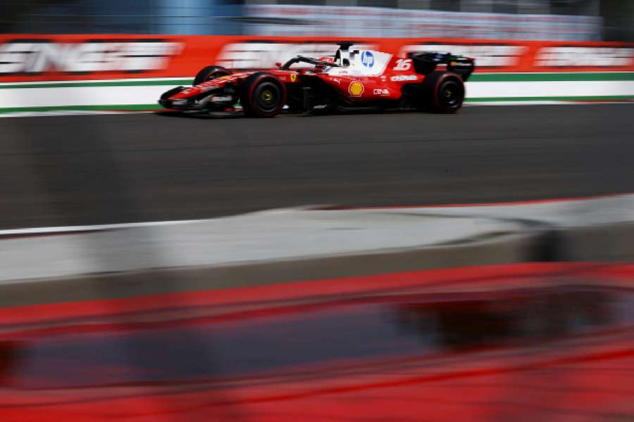 Leclerc in action in practice