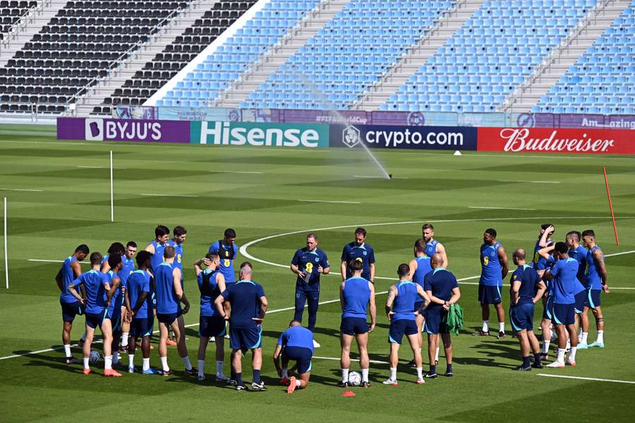 The England squad take part in a training session ahead of their opening match against Iran